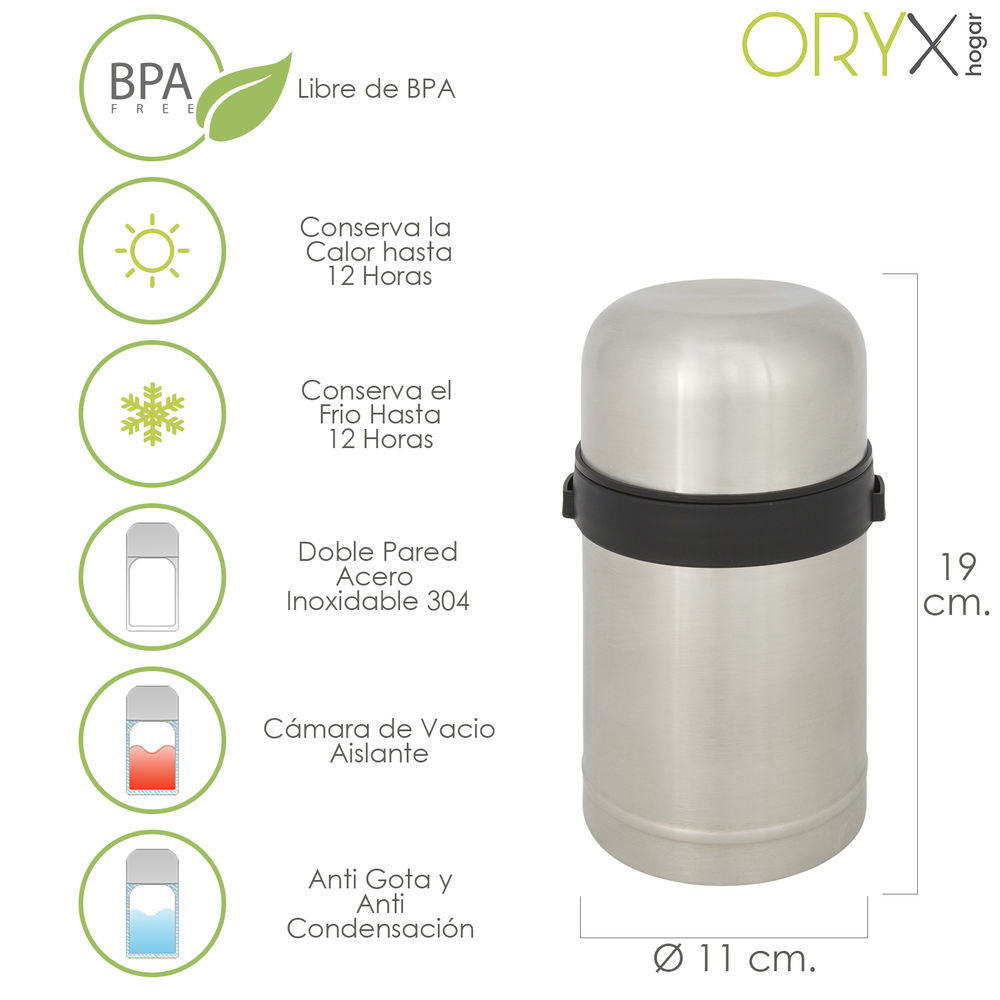 Termo Solidos Y Liquidos Litro De Capacidad Libre Bpa Acero