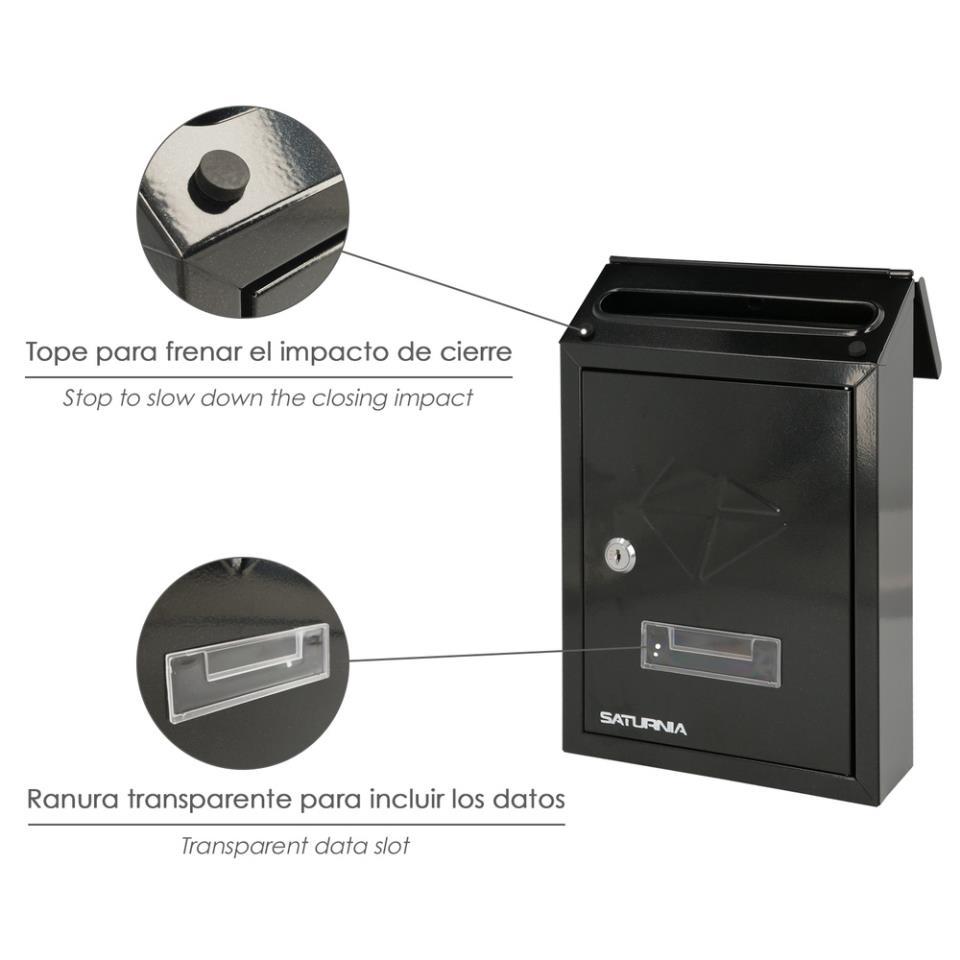 BUZON RESIDENCE 205X70X300mm NEGRO