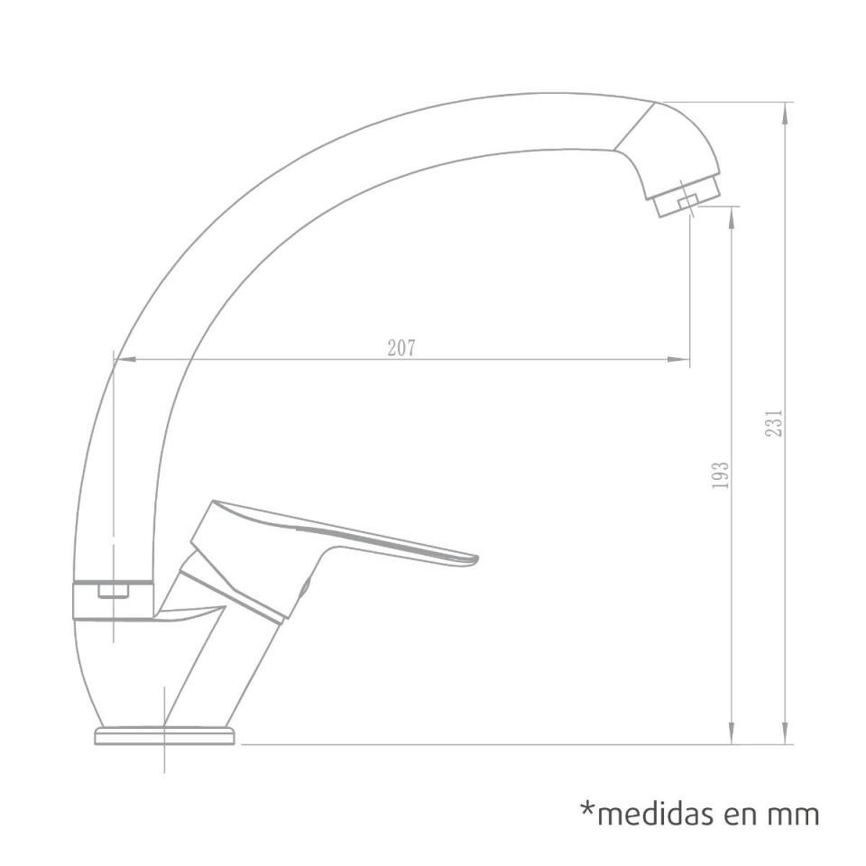 Monomando fregadera alto horizontal Duero